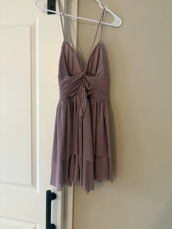HALARA Lavender Lace Up Mesh Layered Mini Dress NWOT - Picture 4 of 4